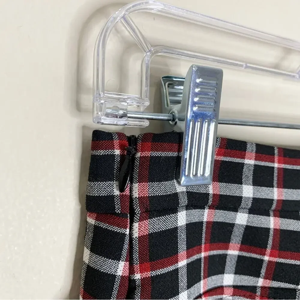 Akris Punto Francoise Slim Straight Pant (Sz 4) Glen Check Plaid Black Red - Picture 15 of 16